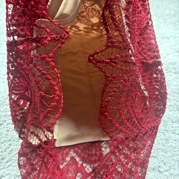 Express Dress Womens Medium Mini Lace Floral Sheath Textured Teardrop Keyhole - Picture 4 of 6